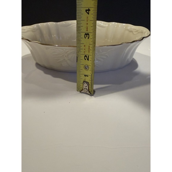 Vintage Lenox Harvest Server Bowl 9" Ivory China 24K Gold Trim Thanksgiving - Picture 7 of 7